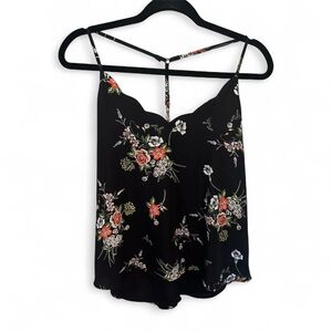 NINE BRITTON | Black Jacki Scallop Blouse | Size Large | Floral Cami Tank EUC